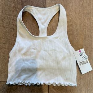 Victoria’s Secret PINK White Ribbed Tank Top XS